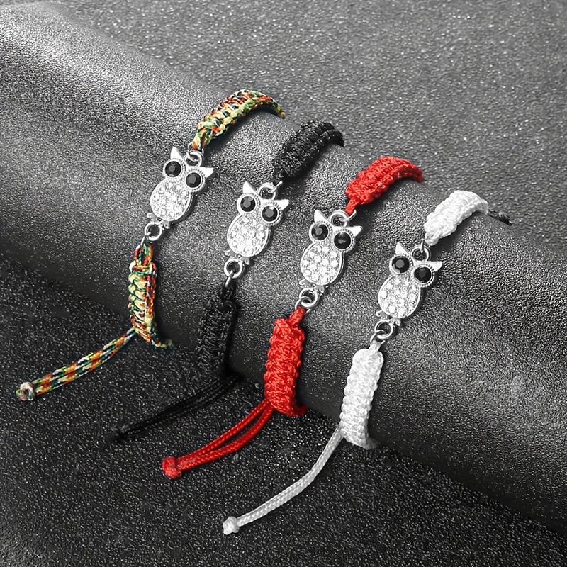Women Men Handmade Braided Bracelets With Owl Pendant Lucky Rope Pray Friendship Wristband Jewelry Gift