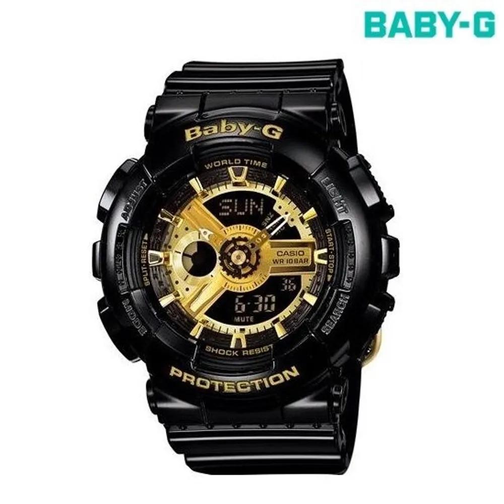 BA-110-1ADR BABY-G Women's Black and Gold Digital Watch