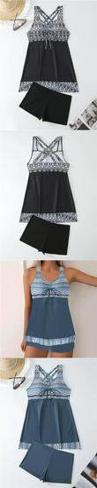 European-American Printed Spring Bikini 2025: Conservative Skirt-Style Women's Swimsuit.