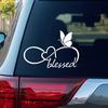 Blessed Butterfly Infinity Heart Decal – 8.6“ X 5.8" Waterproof Vinyl Sticker for Car, Truck, Window, Bumper, Laptop, Wall (White)