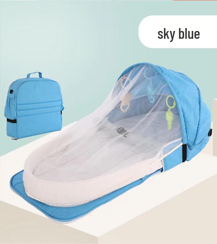 Bärbar hopfällbar babysäng med myggsäkert överdrag