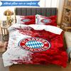 Zestaw pościeli miękkiej z nadrukiem FC Bayern München, 3 sztuki, w tym 1 poszewka na kołdrę i 2 poszewki na poduszki, idealny do sypialni, akademika, prezent dla fana
