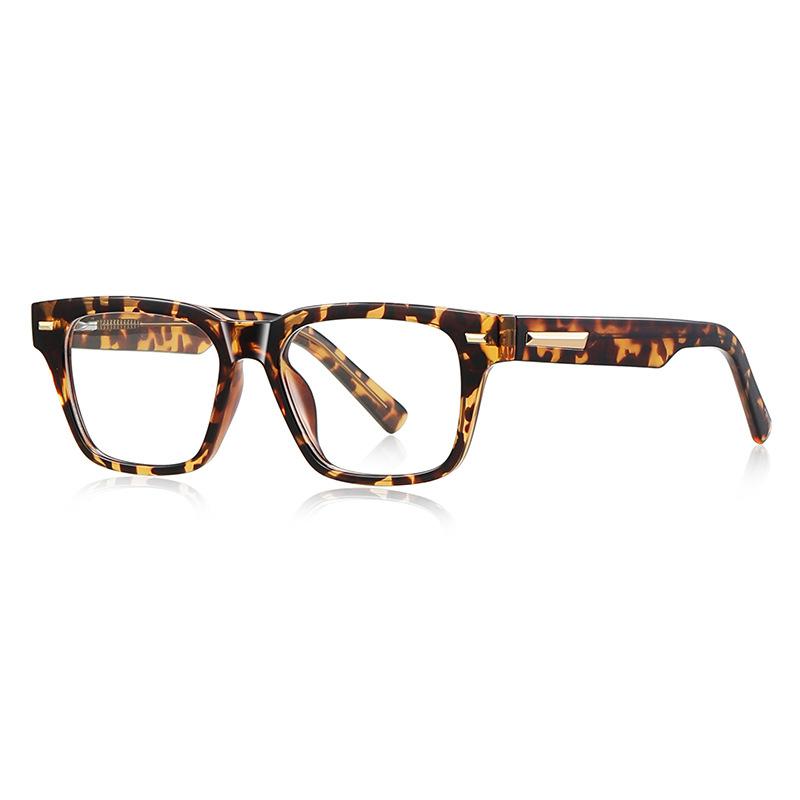 TR90 Trendy Anti Blue Light Reading Glasses Transparent Brown Square Presbyopic Eyewear For Men Computer Use