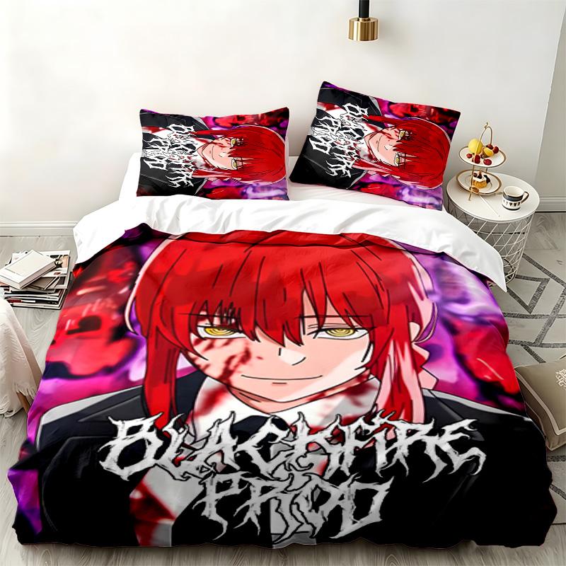 Chainsaw Man 3pc Set Perfect for Bedroom Use Comfortable Bedding Set Includes a Duvet Cover and Two Pillowcases Ideal Birthday or Christmas Gift
