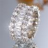 Female White Zircon Stone Finger Engagement Ring Vintage Silver Color Wedding Band Bridal  For Women