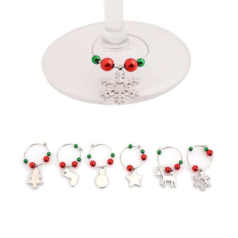 Weihnachten Weinglas Ring Tasse Ornament Dekorationen Anhänger Tischdekoration