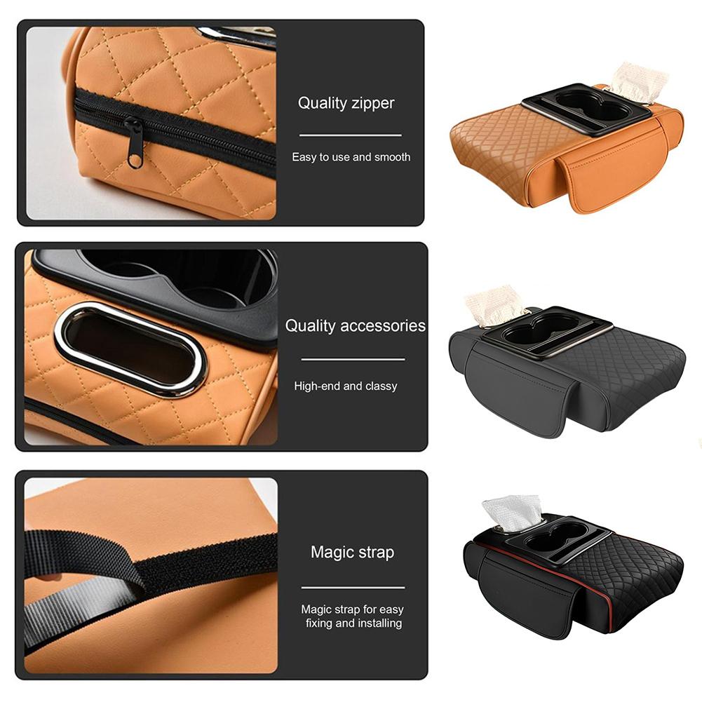 Car Armrest Box 7.5cm Thicken Height Pad Arm Rest Cushion With Pocket Tissue Cup Holder Memory Cotton Elbow Support Height Pad