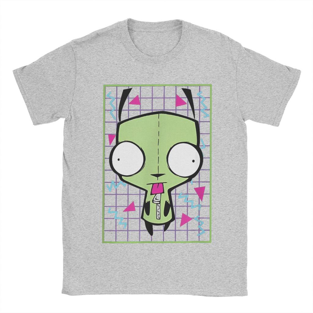 Pánská trička Invader Zim Gir 90s Mřížka Novinka Tričko z čisté bavlny Tričko s krátkým rukávem Top s kulatým výstřihem 4XL 5XL