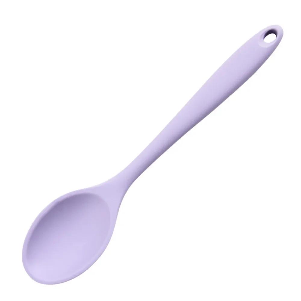 

Silicone Spoon Food Grade Long-handled Kitchen Soup Spoon Mixing Spoons High Temperature Resistant for Cooking