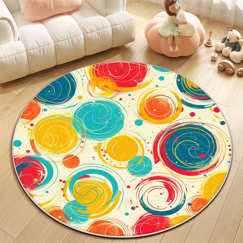 Moderner Abstrakter Runder Teppich Rutschfest Groß Wohnzimmerteppich Weich Leicht zu Reinigen Schlafzimmerdekoration Schminktischmatte Anpassbar