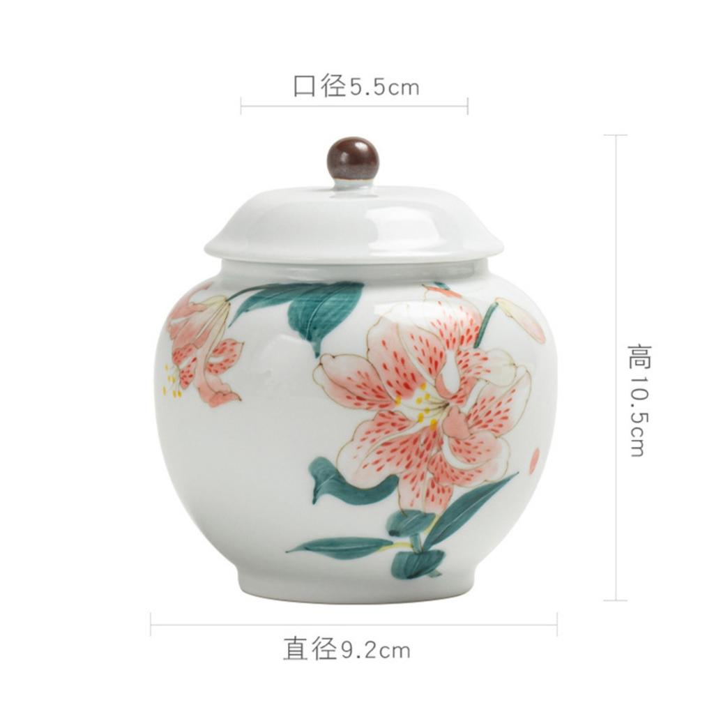 Creative Painted Flower Fish Porcelain Storage Jar Portable Sealed Tea Canister Candy Food Storage Container Decorative Jar Home