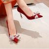 High Heels Women's Thin Heels Xiuhe Wedding Shoes Women's 2025 Spring and Autumn New Bridal Red Shoes Chinese Wedding Toast Wedding