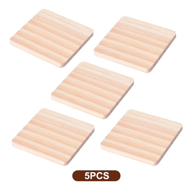 1/3/5Pcs Unfinished Natural Wood Coasters Non Slip Heat Resistant For Home Kitchen Coffee Bar Diy Projects