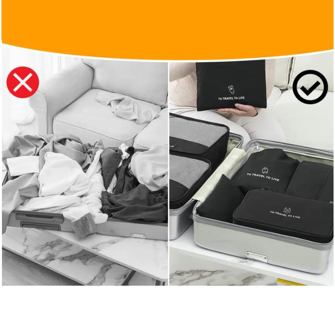 Travel Organizer Set of 7 for Clothes, Cosmetics, Shoes, and Suitcases