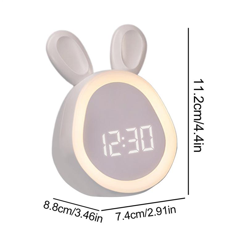 Kids Cute Rabbit Alarm Clock With Night Light USB Charging Smart Alarm Clock Led Digital Alarm Clock For Boys Girls Bedrooms