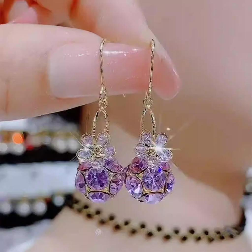 Stilvolle Zirkon-Blumen-Diamantkugel-Ohrringe: Einzigartiges, vielseitiges Design für Frauen