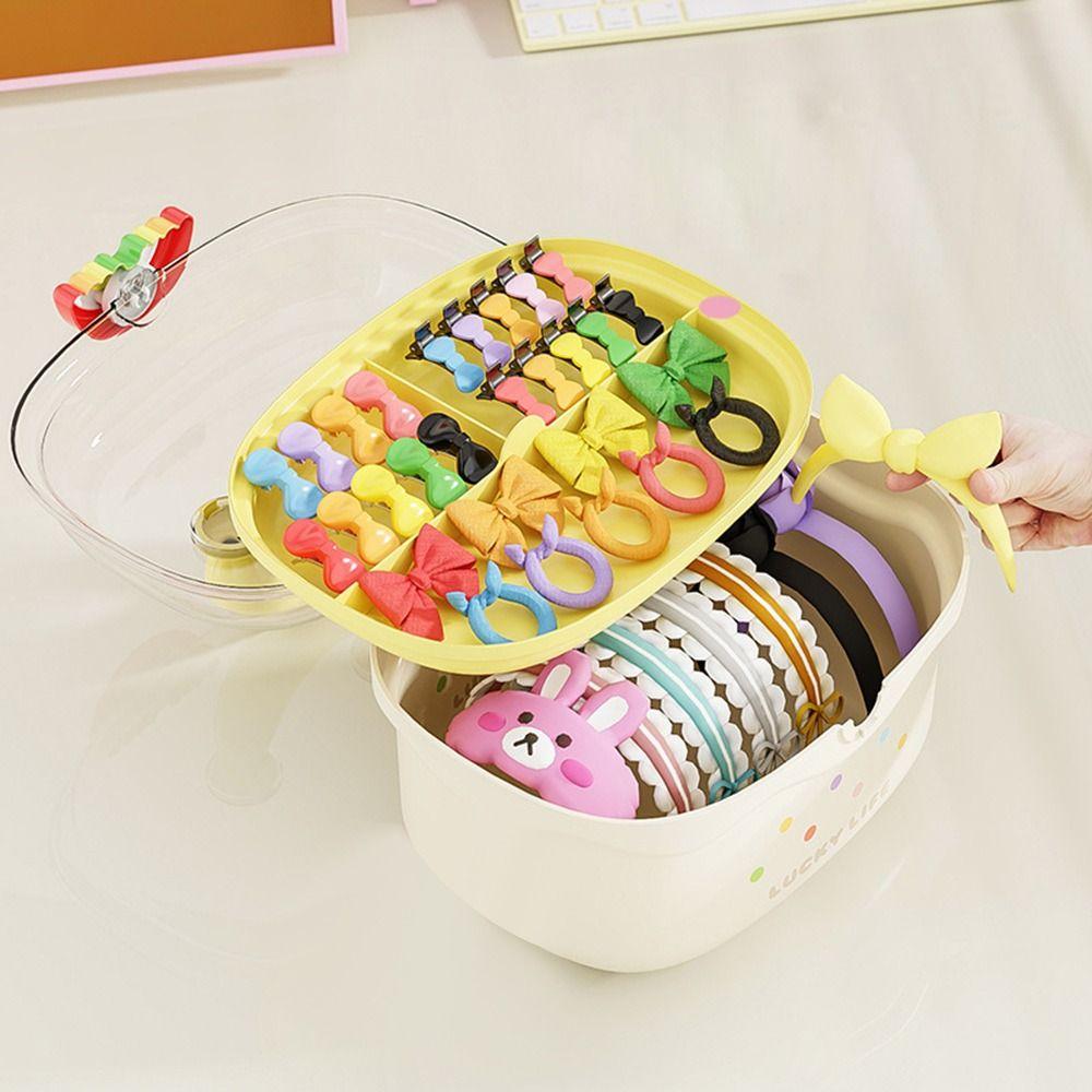 Rainbow Hairpin Storage Box Large Capacity Dopamine Card Toy Container Waterproof Multi-layer Hair Accessories Organizer