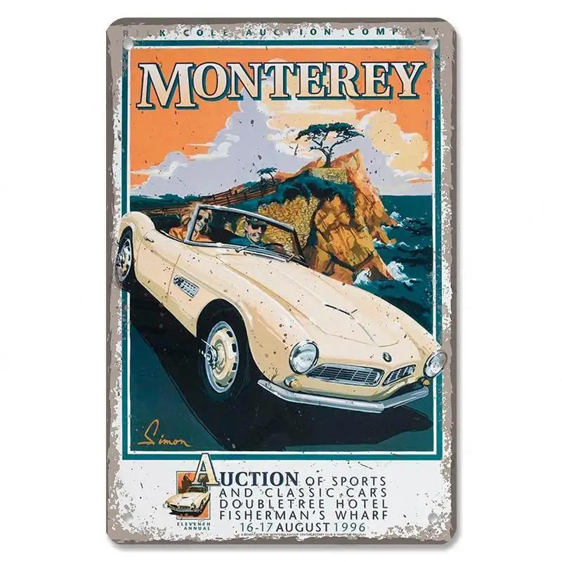 Vintage Dad's Car Bus Poster Retro Metal Plaque Signs Grand Prix Automobile Metal Tin Plate Garage Bar Pub Club Home Wall Decor