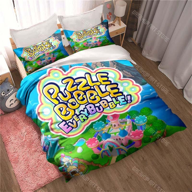 Cartoon Bubble Bobble Bedding Pillowcase Quilt Cover Bedroom Home Comfort Printing Large Bed Bedroom Decoration Children's Gift