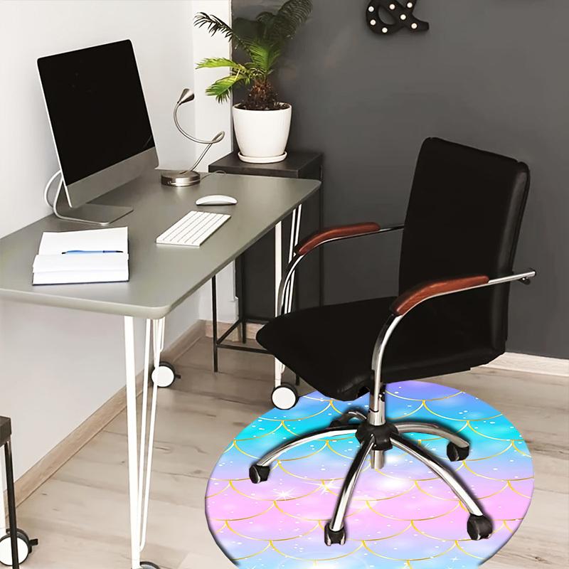 1PC Mermaid Scales Non-Slip Floor Round carpet, Office, family, bedroom, Large Area Rug Indoor Rugs, Vibrant Colors-Z0459