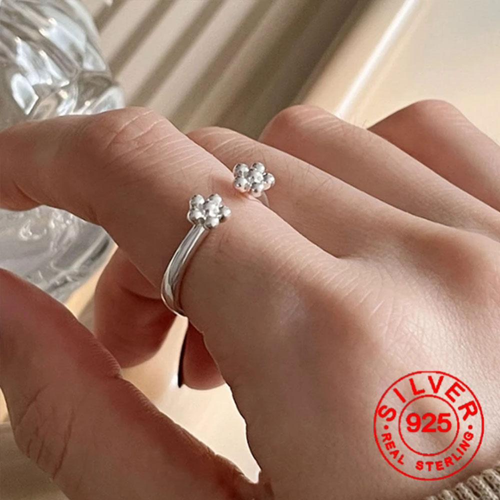 

BF CLUB Silver Color Rings for Women Simple Geometric Handmade Irregular Shinning Flower Ring Allergy For Birthday Party Gift