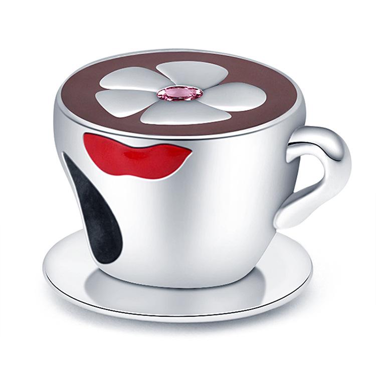 S925 Silver DIY Jewelry Making Kit Coffee Cup Beads Charms For Bracelet Necklace Craft Accessories