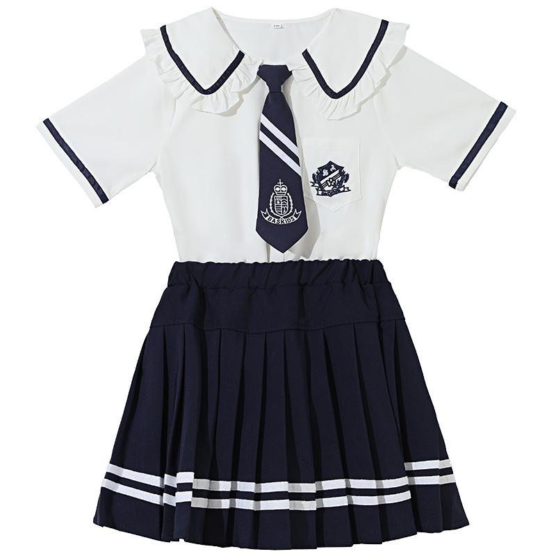 Girls' College Style Set Summer Children's JK Uniform Skirt Summer Skirt Girls' Pleated Skirt