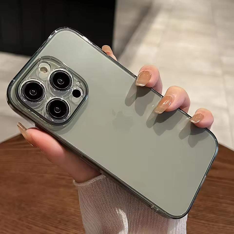 Luxury Transparent Black Silicone Soft Case For iPhone 16 15 14   11 Pro Max Plus Mini Ultra Thin Clear Back Cover Slim case