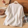 2026 Summer Women's Asymmetrical Cotton Linen Tea Ceremony Shirt