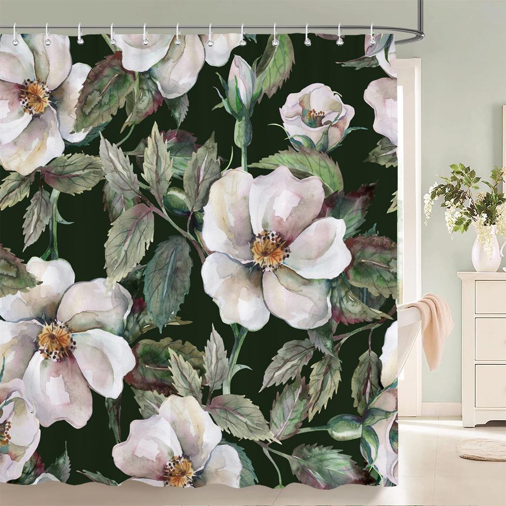 Flowers Bathroom Curtain With Hooks 3d Shower Curtains  Waterproof Print 180x240cm Polyester Cloth Bath Home Decoration Screen