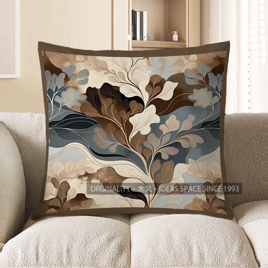 

2D Floral Leaf Pattern Decorative Throw Pillow Covers Pattern Cushion Cover Suitable For Sofa Bedroom Car Pillow Cover 40x40cm
