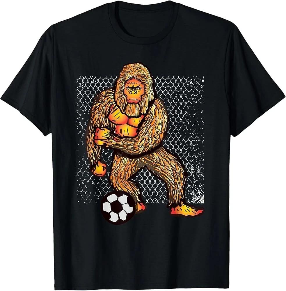 Bigfoot Soccer Shirt Funny Sasquatch Playing Soccer Players Gift Tee S разноцветный