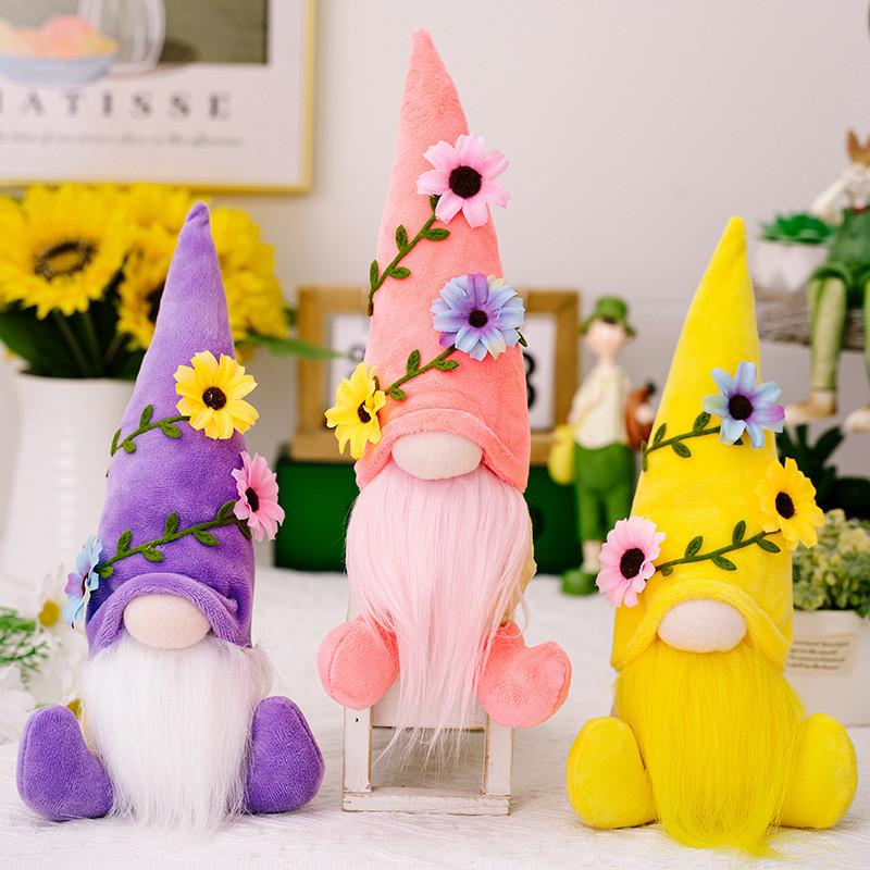 Charming New Summer Decorative Gnome Figurine With Sunflower And Face-free Design