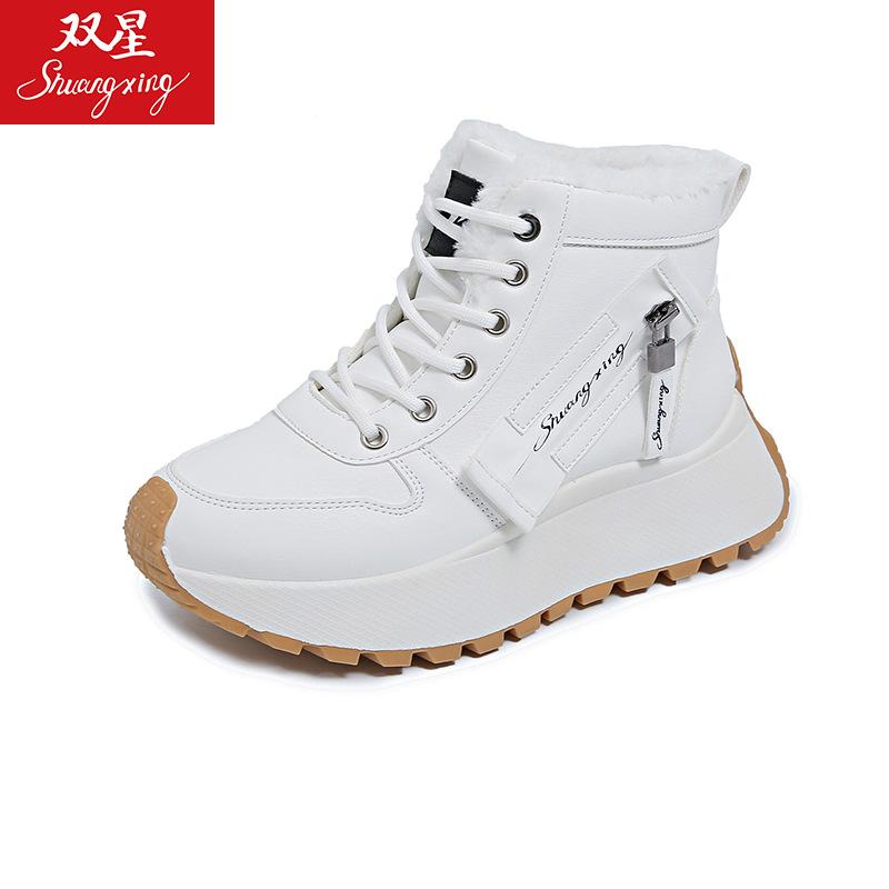 Women's winter fur one thickened padded warm cold hiking cushion hiking waterproof non-slip sports high-top snow boots cotton shoes sneakers