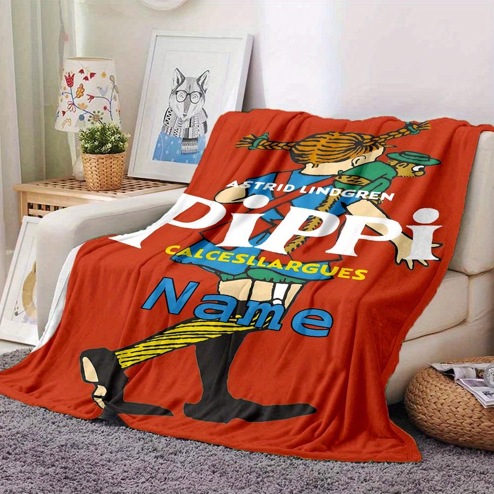 Pippi Longstocking And Mr Nilsson Blanket With Customizable Name Soft And Comfortable Shawl Blanket For All Seasons Suitable For Home Travel Camping