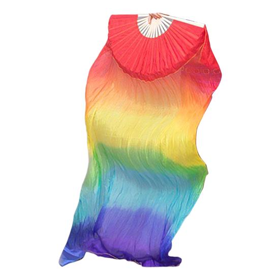 Gradual Color Dancing Fan Handmade Belly Dance Veils Unique Hand Dyed Fan Stage Show Prop for Adult Kid