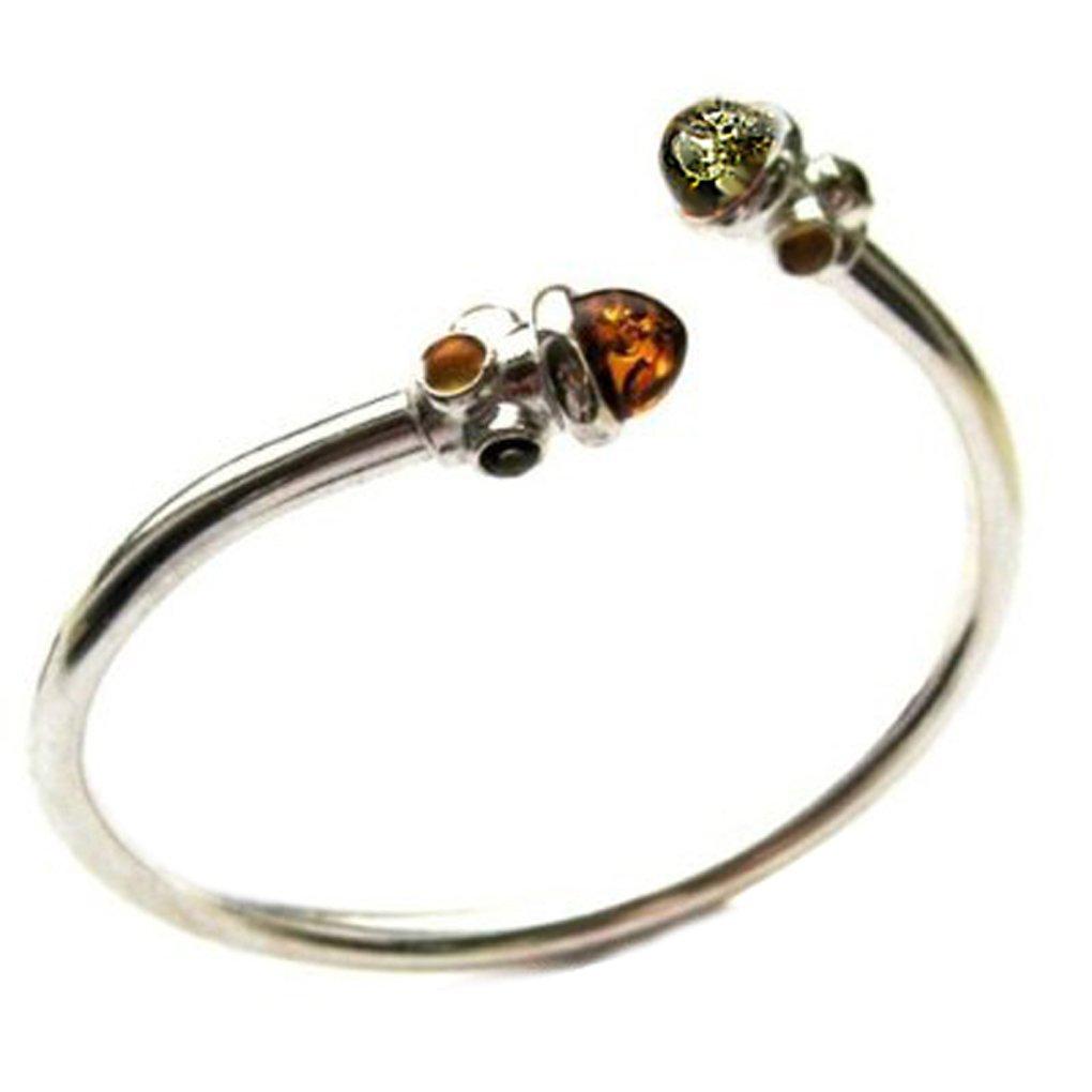 

Multicolor Amber Sterling Silver Adjustable Designer Cuff Bracelet