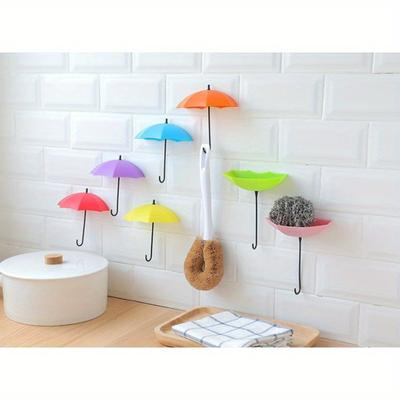 3Pcs Colorful Umbrella Wall Hook Key Hair Pin Holder Organizer Decorative Organizer (Size: One Size)