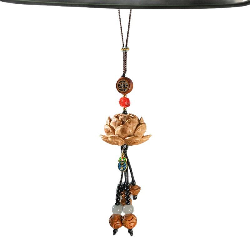 Adorno Colgante para Coche Lotus Bendición de Paz Borla de Cuentas Colgante Decoración de Espejo Retrovisor Encanto Para Interior de Automóvil Regalo de Festival