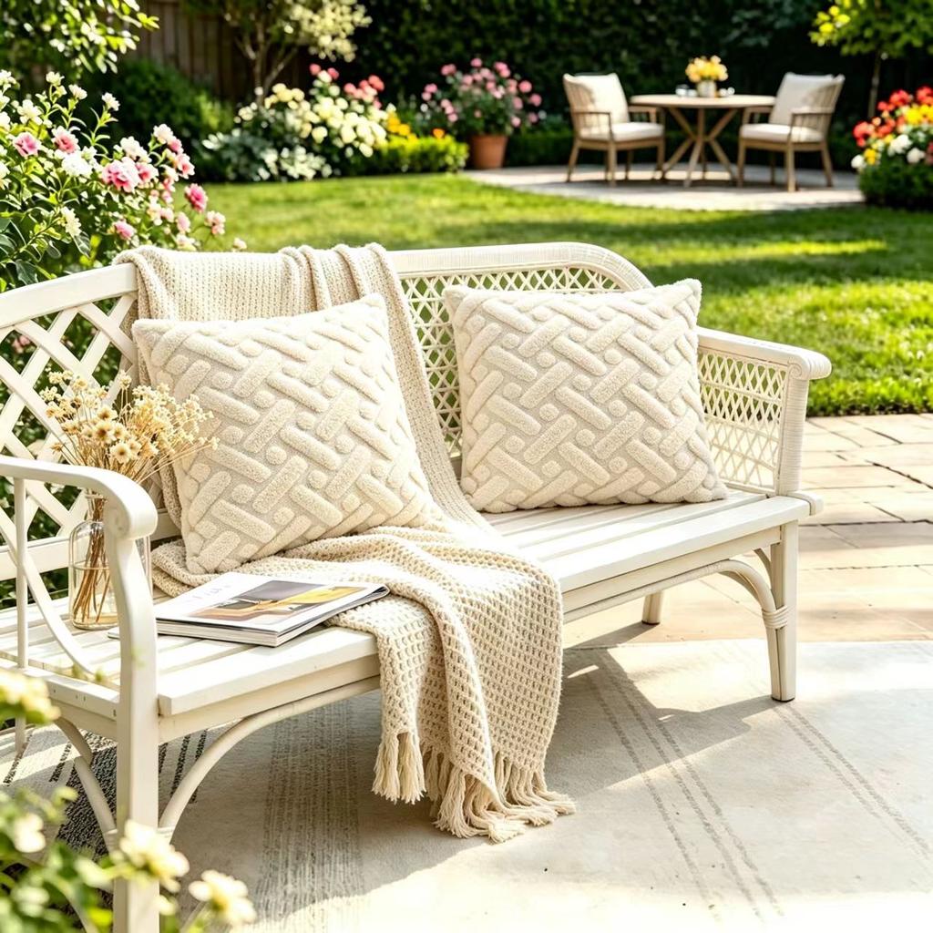 2PCS Woven Textured Plush Throw Pillow Cover Solid Jacquard Cushion Cover Soft Square Sofa Patio Home Decor No Insert