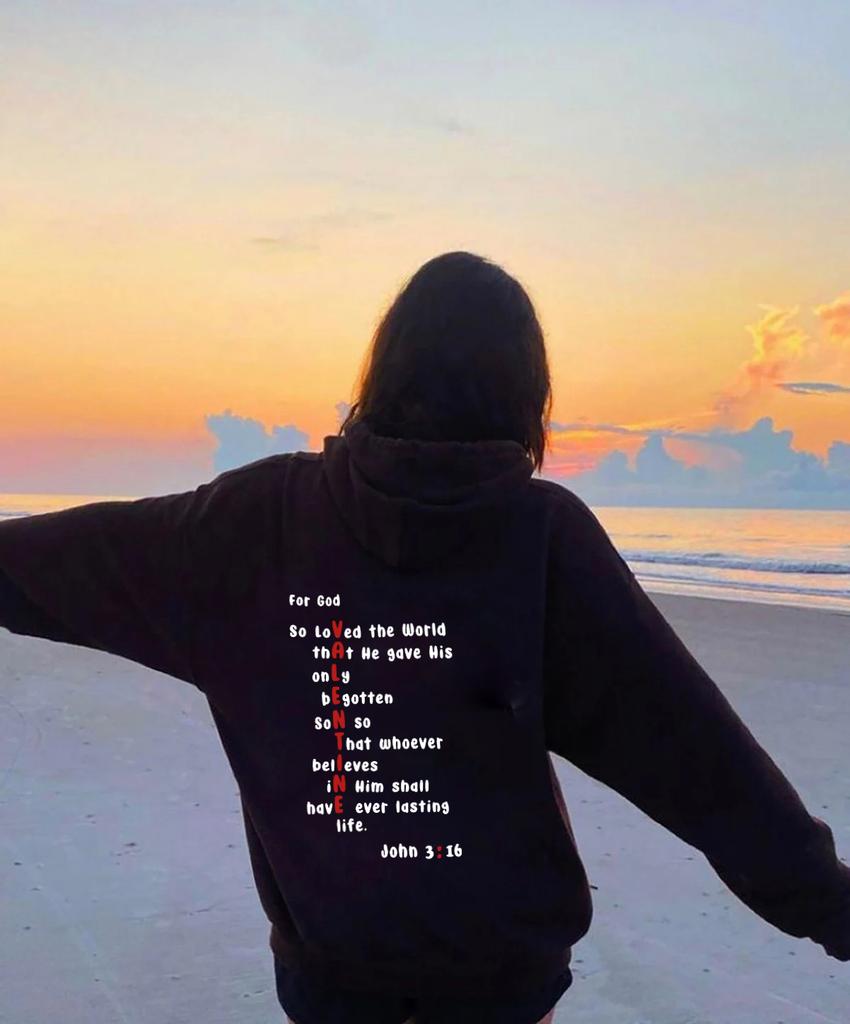 For God So Loved Colored Back Print Hoodies Valentine Bible Verse Pocket Hooded Women Casual Cotton Christian Tumblr Hoodie