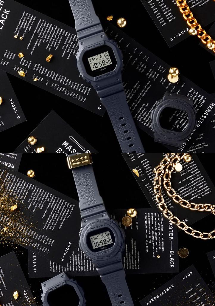 Relógio Masculino Casio G-SHOCK 40º Aniversário REMASTER BLACK SERIES DWE-5657RE-1JR com Peças de Reposição e Conjunto Caixa (Produto Oficial Japonês)