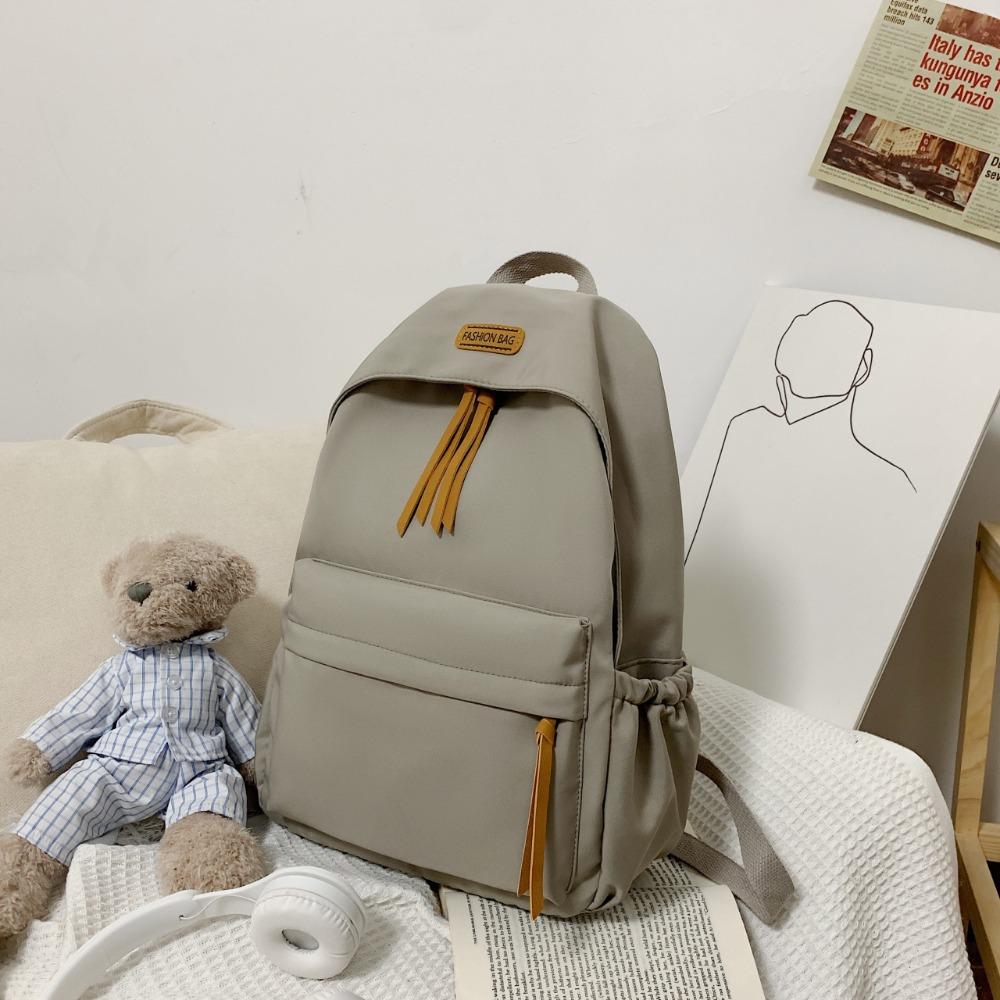 Trendy Nylon Polyester Versatile Backpack White Grey Black Blue Washable School Student Backpack Computer Bag Women Men
