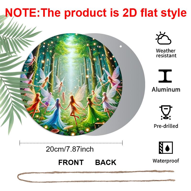 2D Flat 1pc Fairies Aluminium Decoration Plaque, Enchanted Forest Fairies Dancing Decor Sign, Room Decor, Fantasy Lovers' Home Decor, Garden Decor