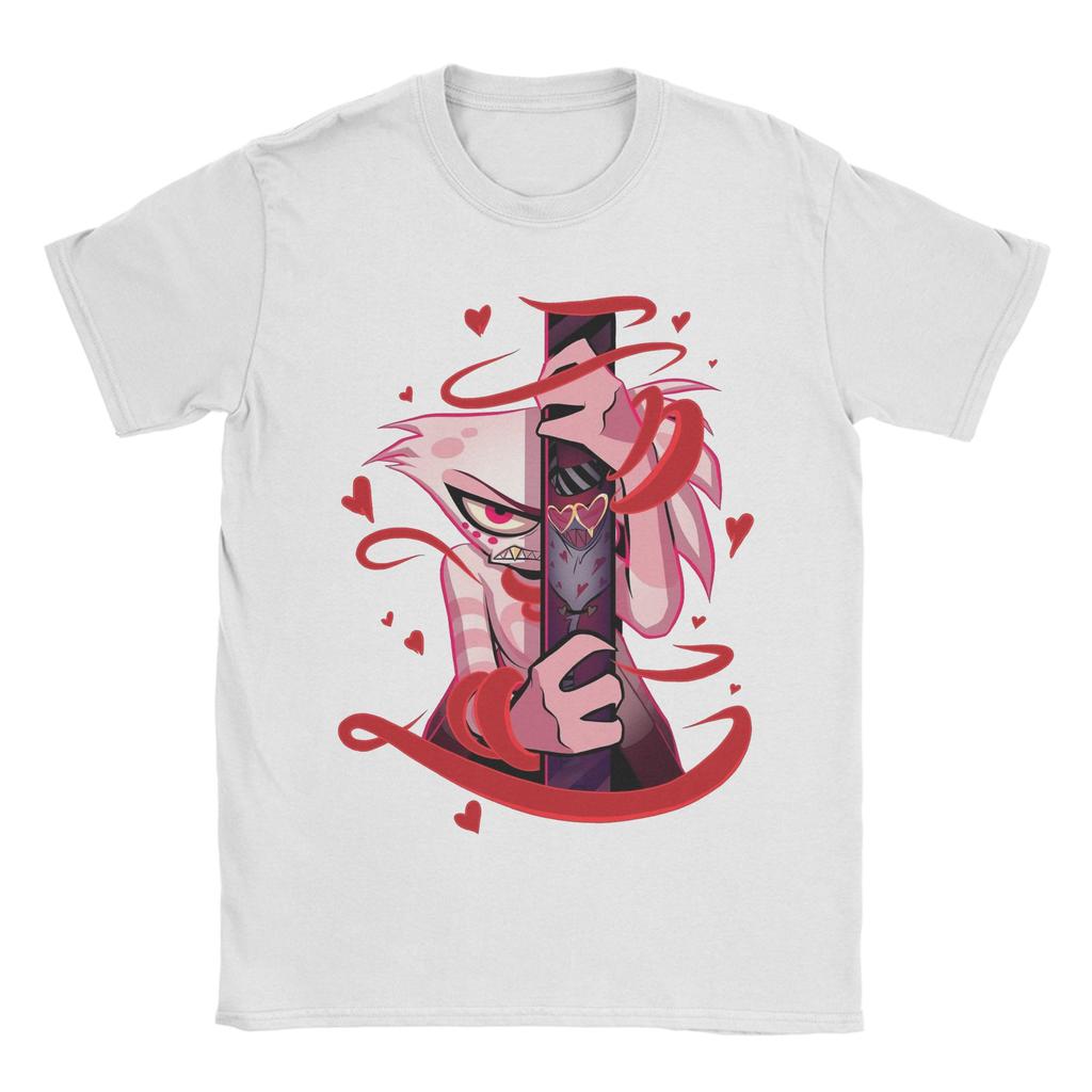 Fun Hazbins Hotels T-Shirts for Men Round Neck Cotton T Shirts  Short Sleeve Tees Gift Clothes