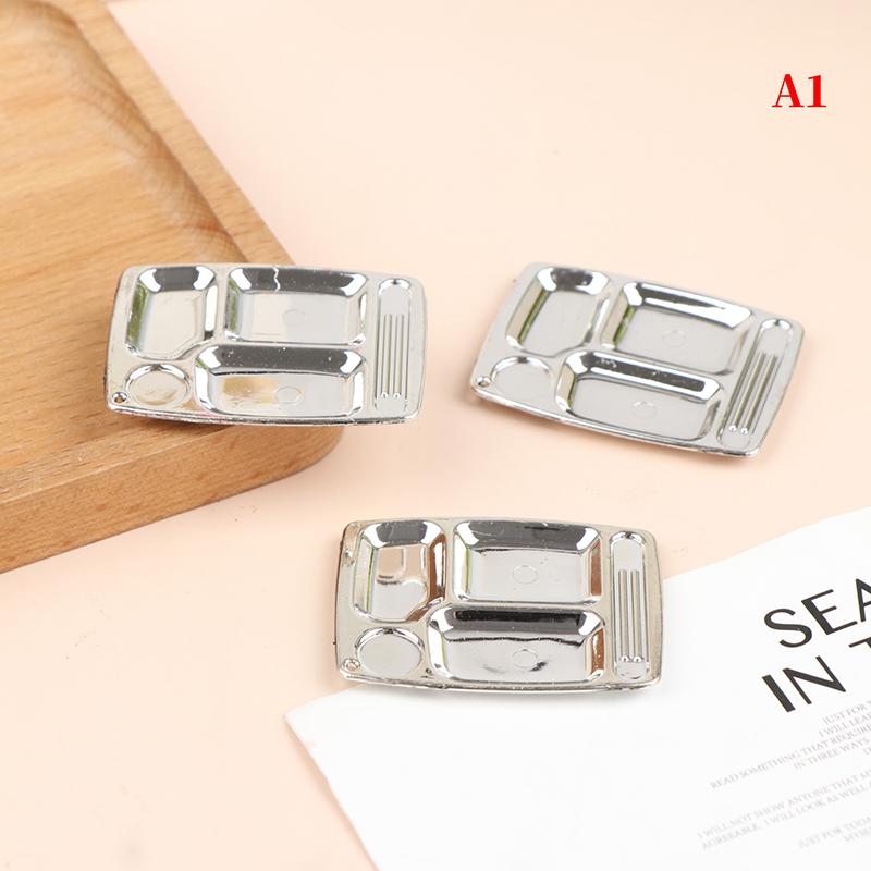 3Pcs Miniature Dollhouse Dinner Plates Mini Sushi Plate Food Dishes Tableware Kitchen Accessories For Doll House Decor Pretend