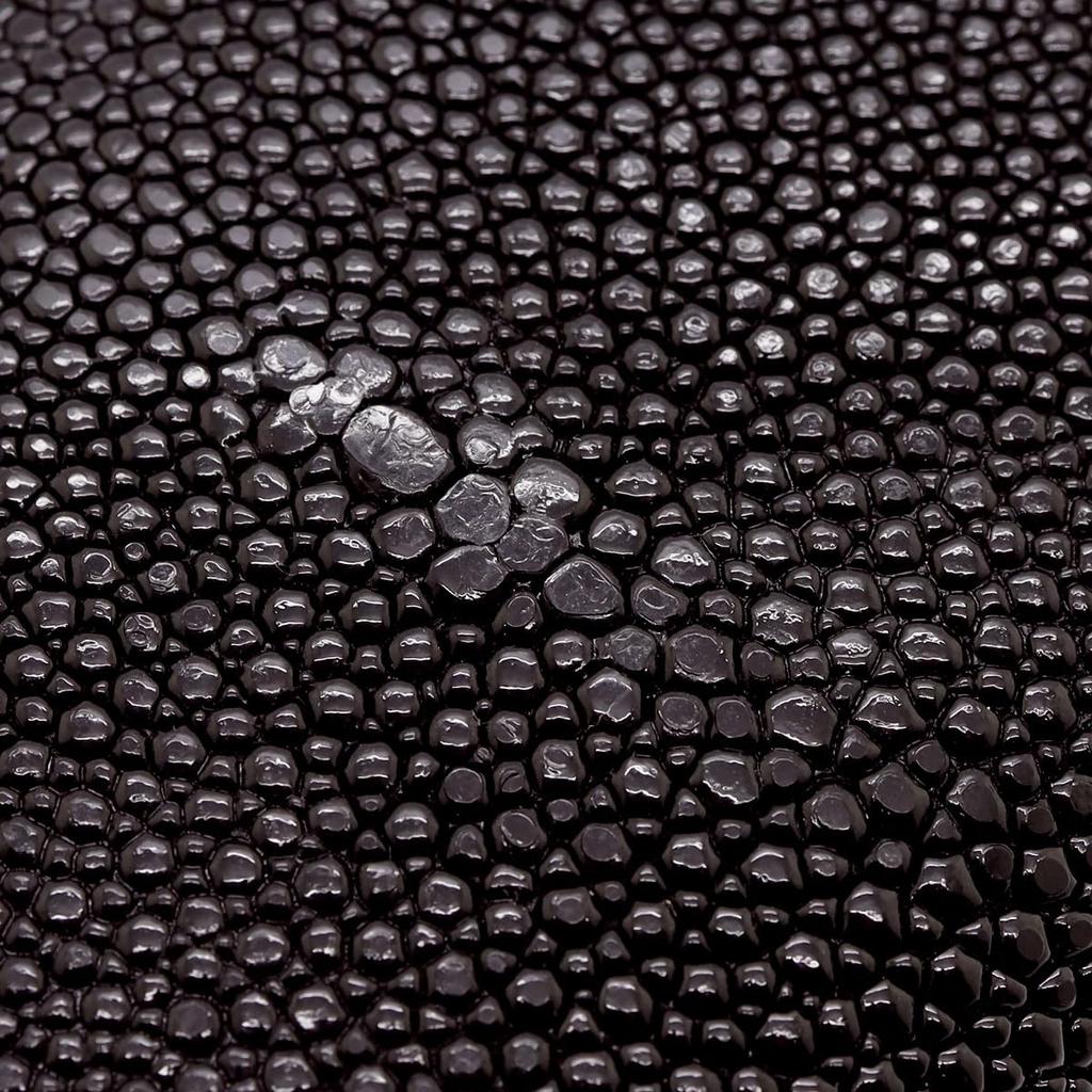 [Revetta] Stingray Leather Long Wallet, Black, Round Zipper, Genuine Leather, 21 Card Slots, Large Capacity, Caviar Finish [225stw]