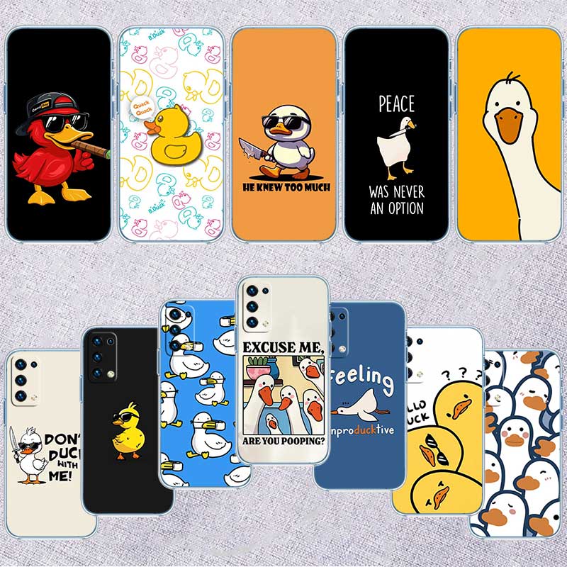 UP27 DUCK Cartoon Transparent Phone Case for Motorola Moto G7 G8 G9 G84 G85 G73 G24 G15 Z2 Play Power Plus