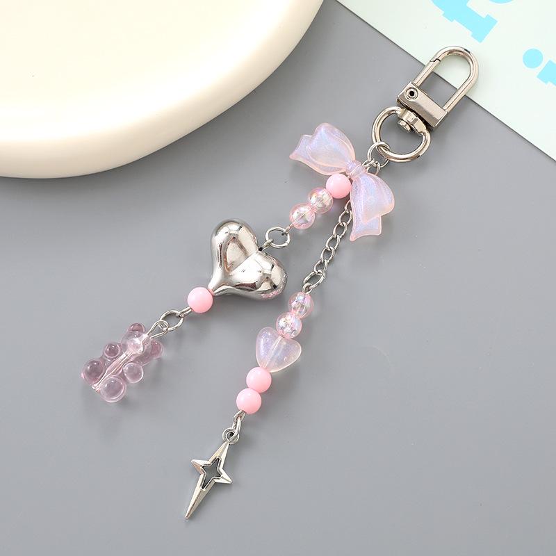 Handmade Colorful Bow Pendant Phone Case Keychain Lanyard Charm