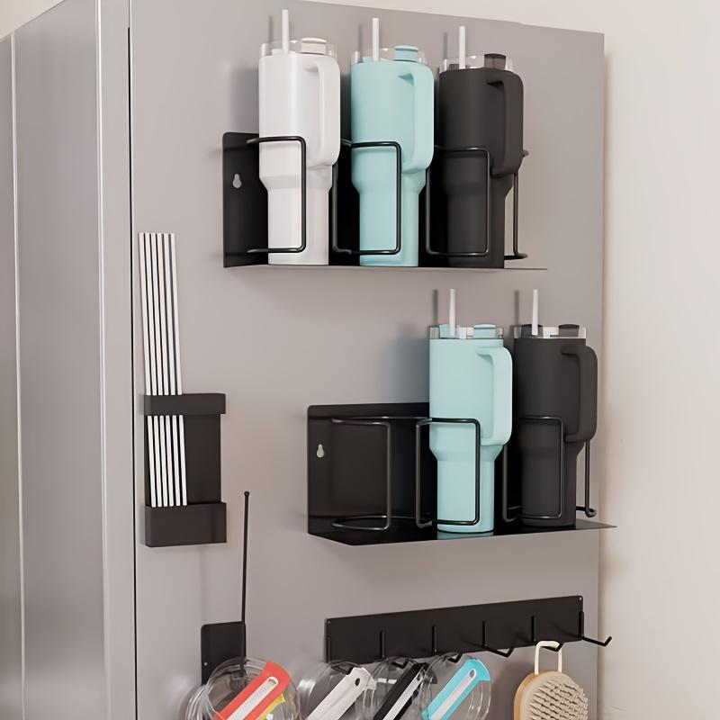 1 Magnetic Water Bottle Storage Rack Thermos Cup Organizer Cup Holder with 4 Storage Brackets Thick Material Strong Adhesion Easy To Use